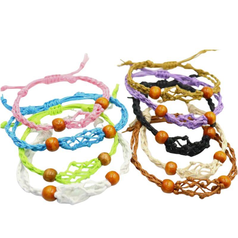 Bracelet en Filet Réglable - Porte-Bracelet en Cristal Africain sans Pierre - Litho Natura