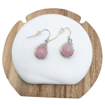 Boucles d’Oreilles en Goutte en Quartz Rose naturelle pour Femme