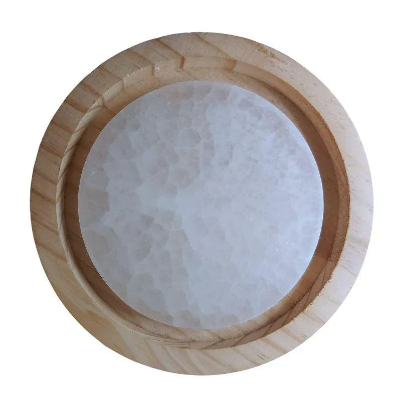 Disque de Sélénite avec Gravure Abre de Vie - Purification et Bien-être - Litho Natura