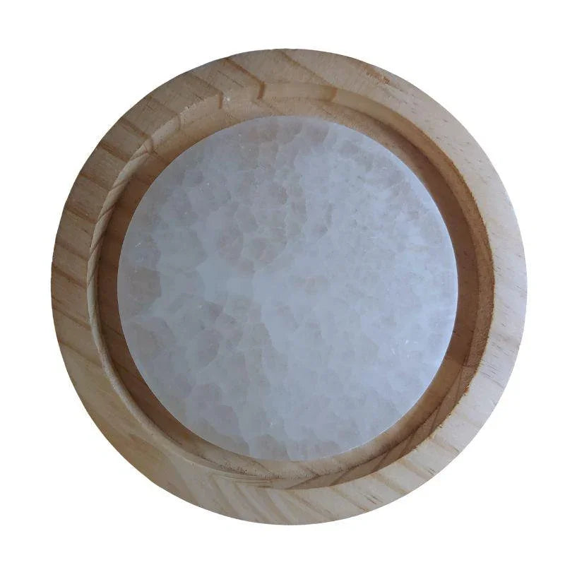 Disque de Sélénite avec Gravure Abre de Vie - Purification et Bien-être - Litho Natura