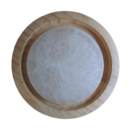 Disque de Sélénite avec Gravure Abre de Vie - Purification et Bien-être - Litho Natura