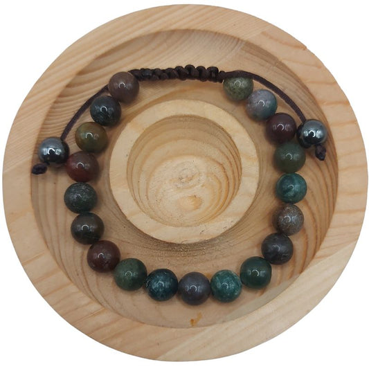 Shamballa Agate Indienne - Bracelet Simple Rang Ajustable - Litho Natura