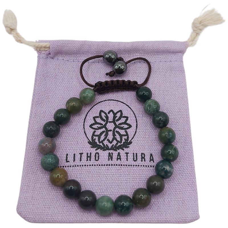 Shamballa Agate Indienne - Bracelet Simple Rang Ajustable - Litho Natura