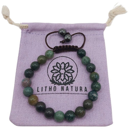 Shamballa Agate Indienne - Bracelet Simple Rang Ajustable - Litho Natura