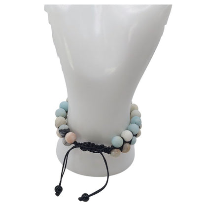 Shamballa Amazonite Matte - Bracelet Double Rang Ajustable - Litho Natura