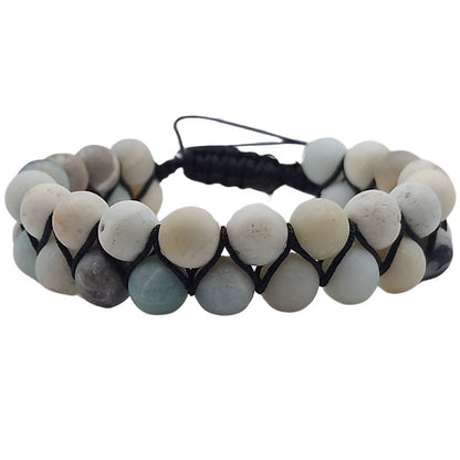 Shamballa Amazonite Matte - Bracelet Double Rang Ajustable - Litho Natura