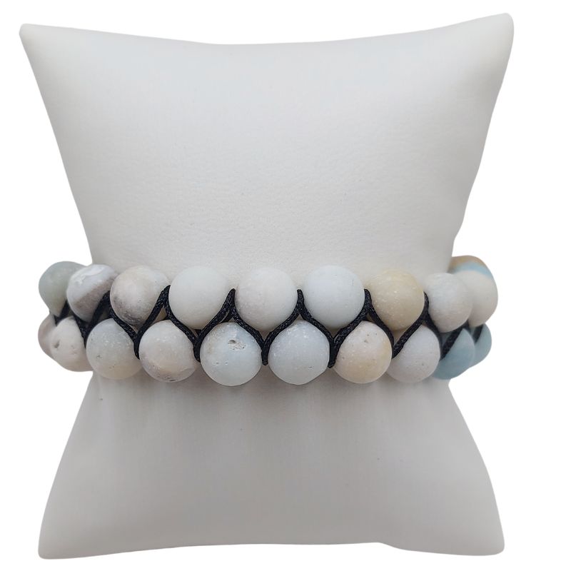 Shamballa Amazonite Matte - Bracelet Double Rang Ajustable - Litho Natura