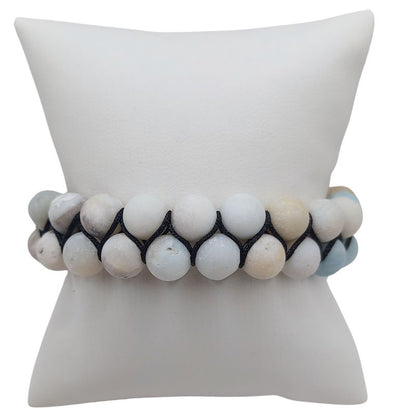 Shamballa Amazonite Matte - Bracelet Double Rang Ajustable - Litho Natura