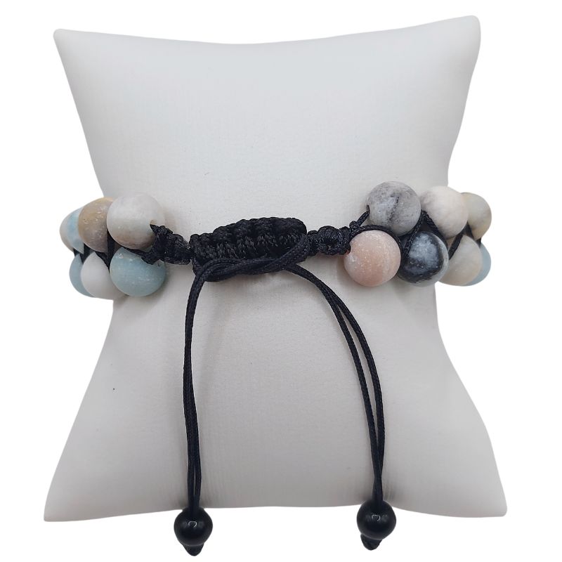 Shamballa Amazonite Matte - Bracelet Double Rang Ajustable - Litho Natura