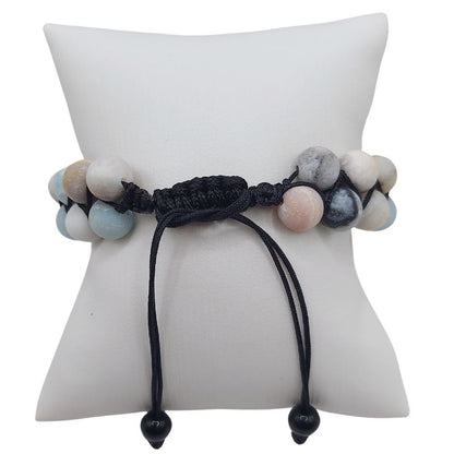 Shamballa Amazonite Matte - Bracelet Double Rang Ajustable - Litho Natura