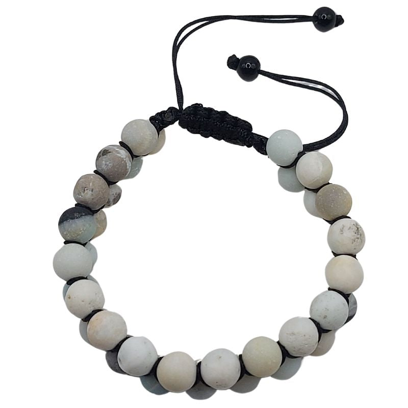 Shamballa Amazonite Matte - Bracelet Double Rang Ajustable - Litho Natura