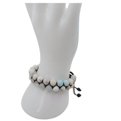 Shamballa Amazonite Matte - Bracelet Double Rang Ajustable - Litho Natura