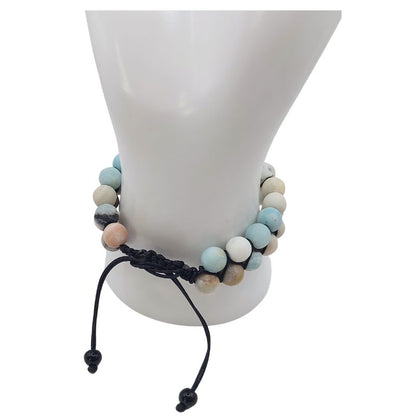 Shamballa Amazonite Matte - Bracelet Double Rang Ajustable - Litho Natura