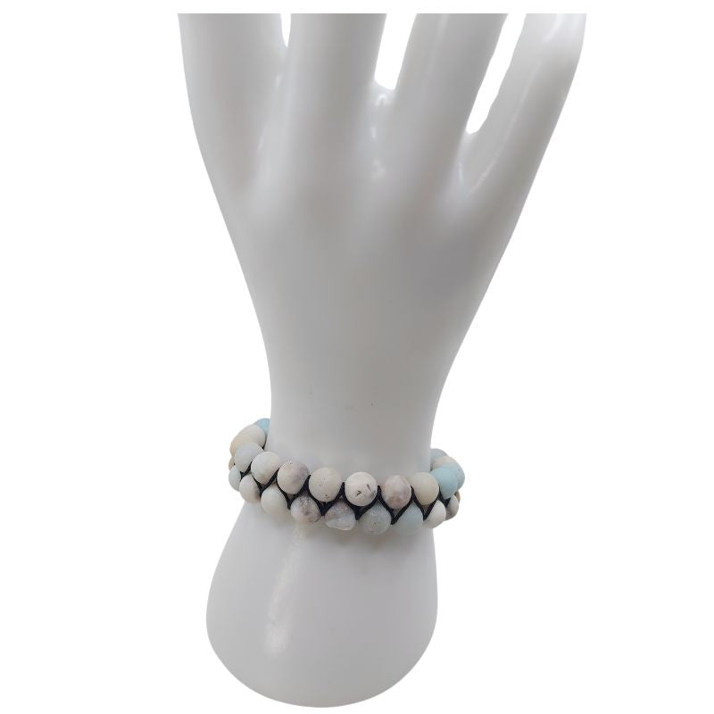 Shamballa Amazonite Matte - Bracelet Double Rang Ajustable - Litho Natura