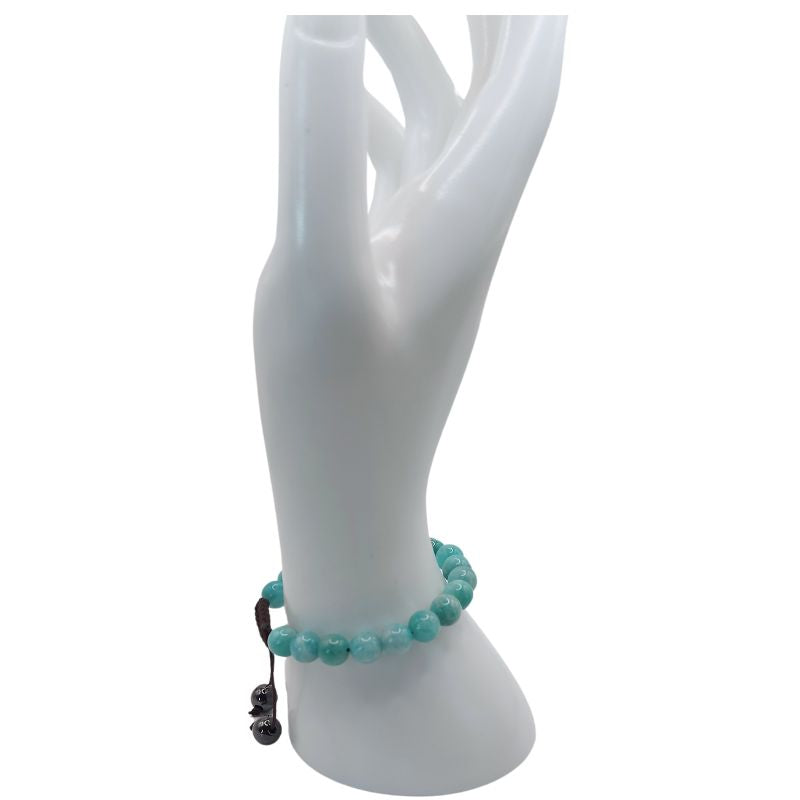 Shamballa Amazonite Russe - Bracelet Simple Rang Ajustable - Litho Natura