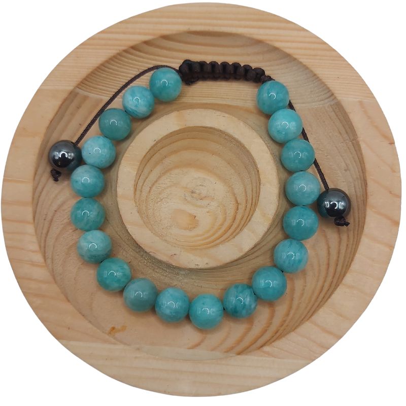 Shamballa Amazonite Russe - Bracelet Simple Rang Ajustable - Litho Natura