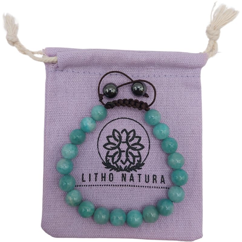 Shamballa Amazonite Russe - Bracelet Simple Rang Ajustable - Litho Natura