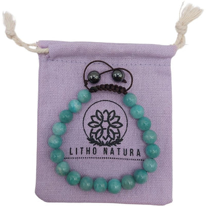 Shamballa Amazonite Russe - Bracelet Simple Rang Ajustable - Litho Natura