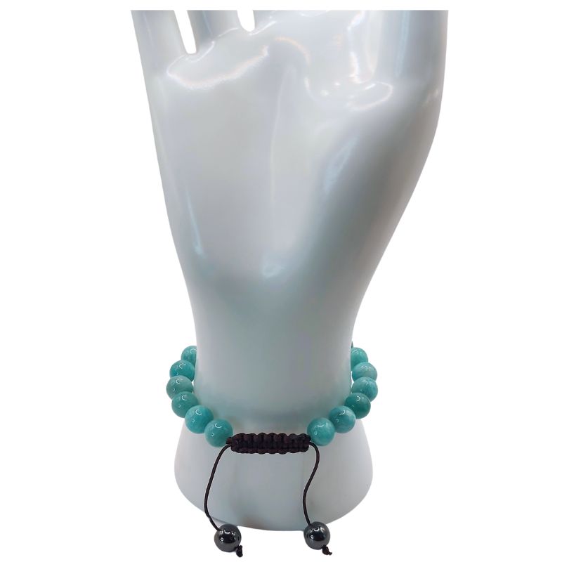 Shamballa Amazonite Russe - Bracelet Simple Rang Ajustable - Litho Natura