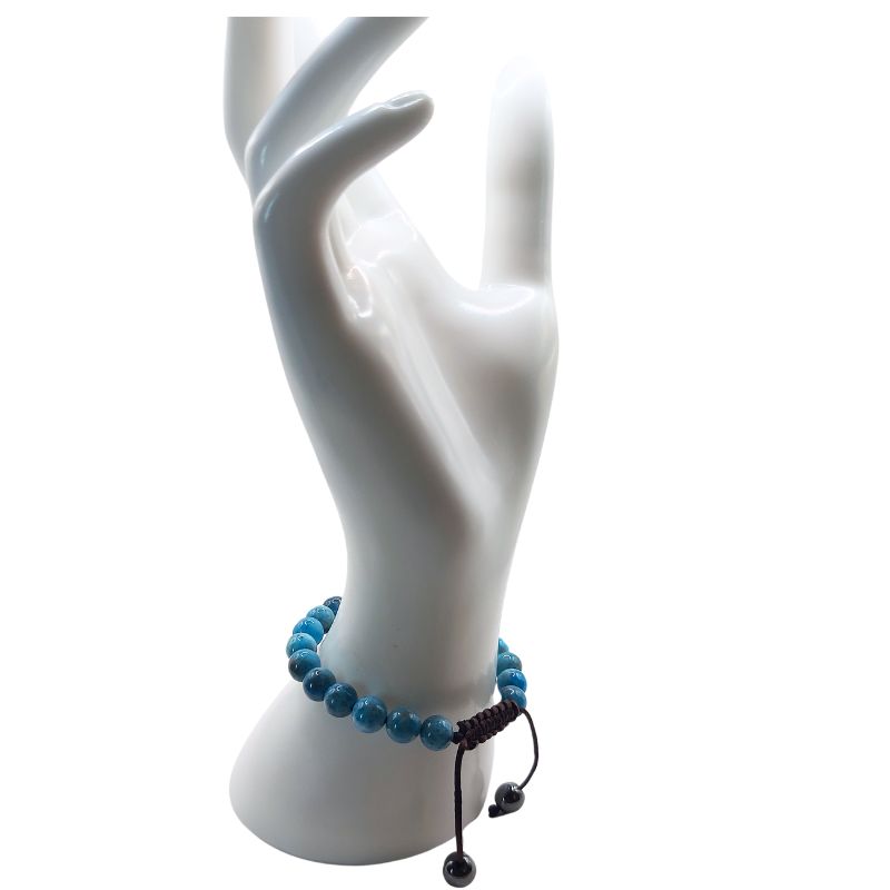 Shamballa Apatite Bleue - Bracelet Simple Rang Ajustable - Litho Natura