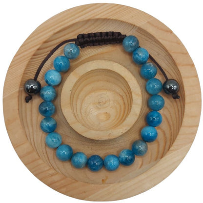 Shamballa Apatite Bleue - Bracelet Simple Rang Ajustable - Litho Natura