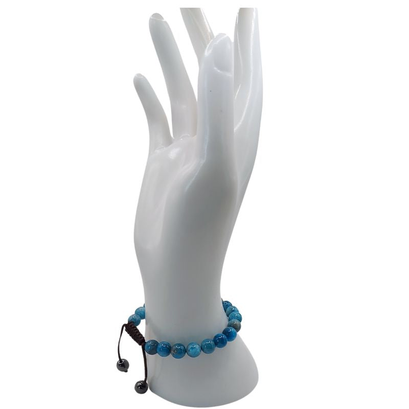 Shamballa Apatite Bleue - Bracelet Simple Rang Ajustable - Litho Natura