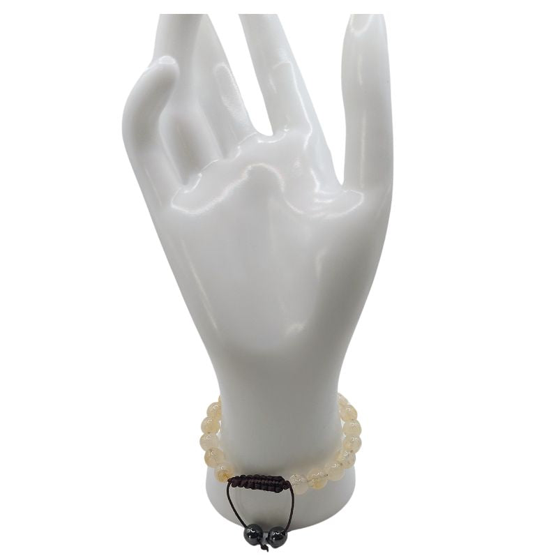 Shamballa Citrine - Bracelet Simple Rang Ajustable - Litho Natura