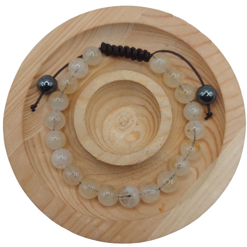 Shamballa Citrine - Bracelet Simple Rang Ajustable - Litho Natura