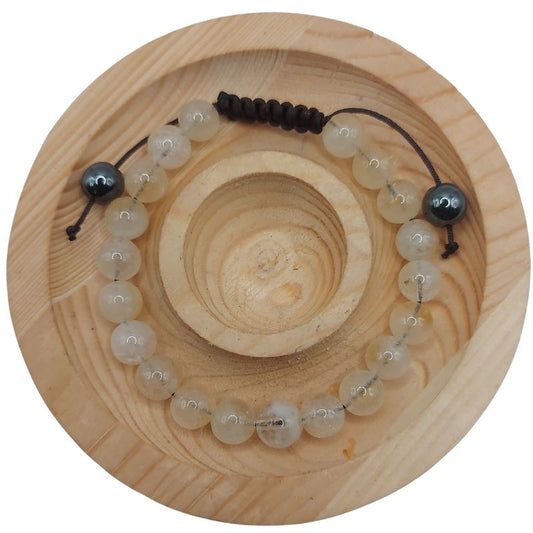 Shamballa Citrine - Bracelet Simple Rang Ajustable - Litho Natura