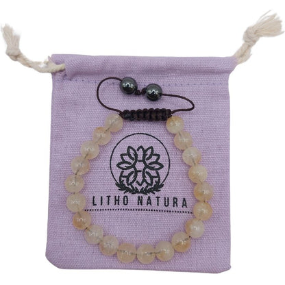 Shamballa Citrine - Bracelet Simple Rang Ajustable - Litho Natura