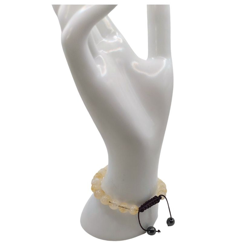 Shamballa Citrine - Bracelet Simple Rang Ajustable - Litho Natura