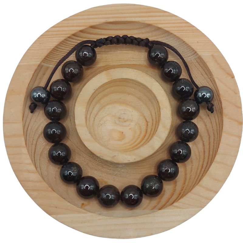 Shamballa Grenat - Bracelet Simple Rang Ajustable - Litho Natura