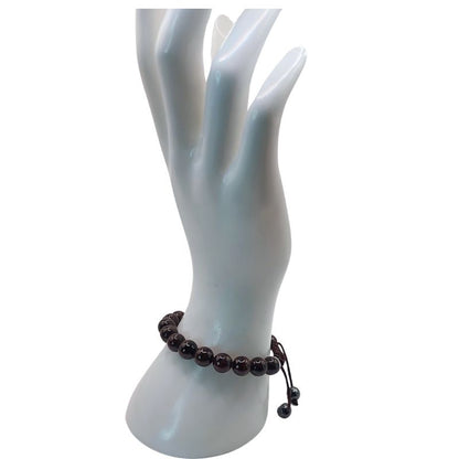 Shamballa Grenat - Bracelet Simple Rang Ajustable - Litho Natura