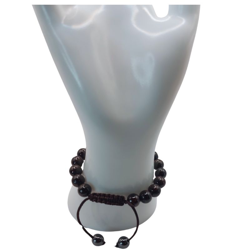 Shamballa Grenat - Bracelet Simple Rang Ajustable - Litho Natura