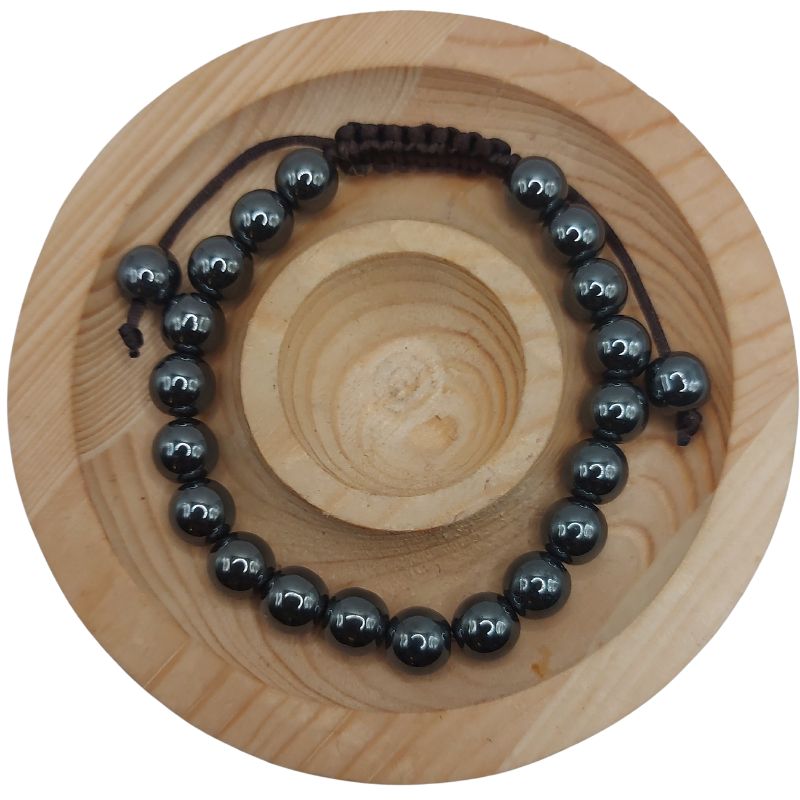 Shamballa Hématite - Bracelet Simple Rang Ajustable - Litho Natura