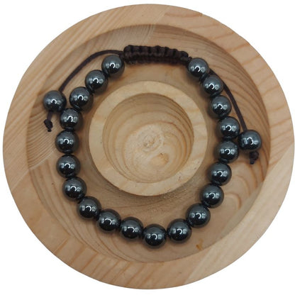 Shamballa Hématite - Bracelet Simple Rang Ajustable - Litho Natura