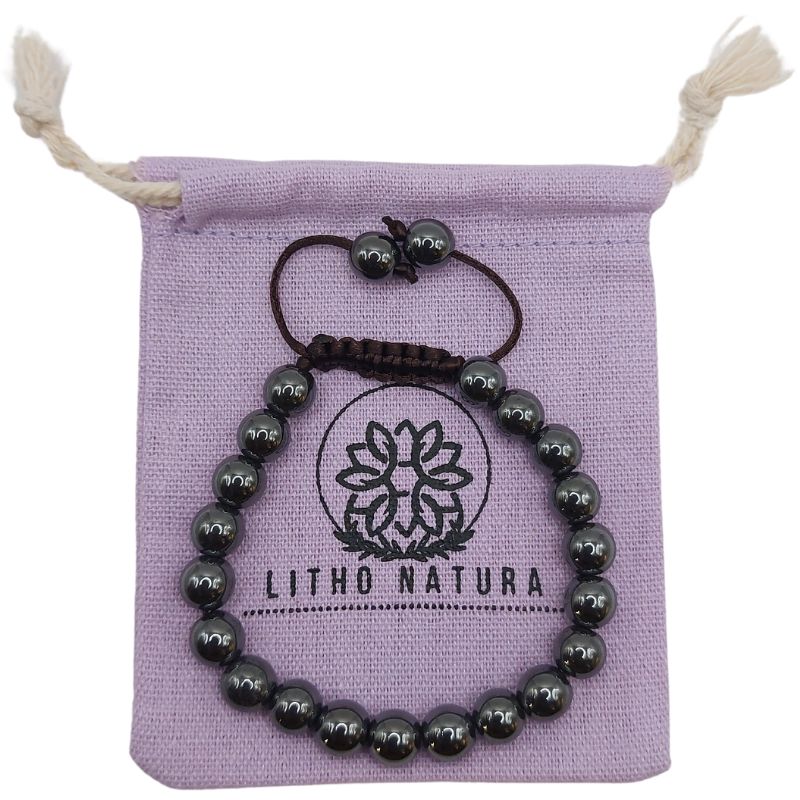 Shamballa Hématite - Bracelet Simple Rang Ajustable - Litho Natura