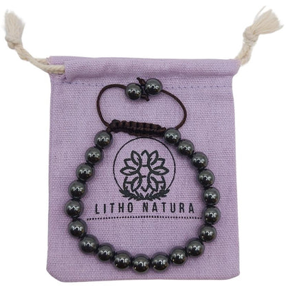 Shamballa Hématite - Bracelet Simple Rang Ajustable - Litho Natura
