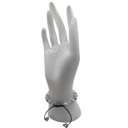Shamballa Howlite Blanc Mixte - Bracelet Simple Rang Ajustable - Litho Natura