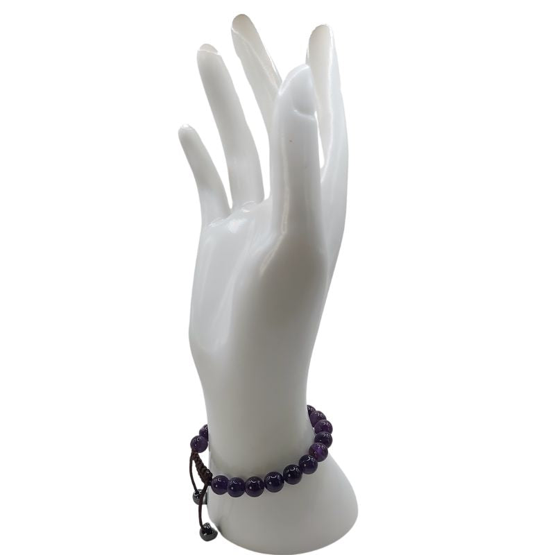 Shamballa Améthyste - Bracelet Simple Rang Ajustable - Litho Natura