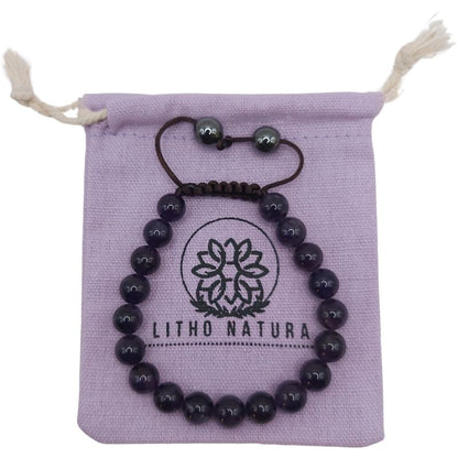 Shamballa Améthyste - Bracelet Simple Rang Ajustable - Litho Natura