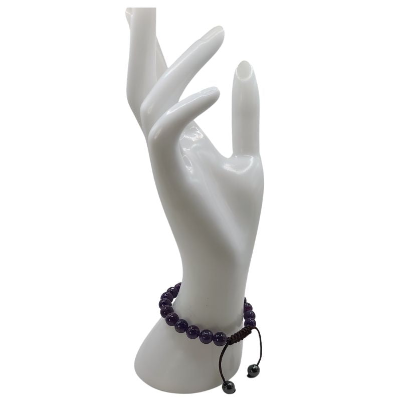 Shamballa Améthyste - Bracelet Simple Rang Ajustable - Litho Natura