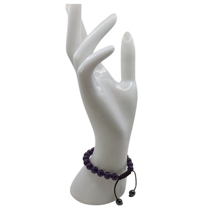 Shamballa Améthyste - Bracelet Simple Rang Ajustable - Litho Natura
