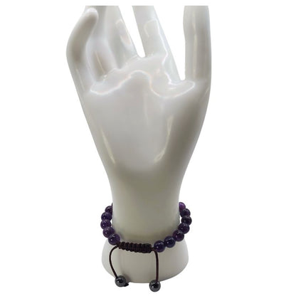 Shamballa Améthyste - Bracelet Simple Rang Ajustable - Litho Natura