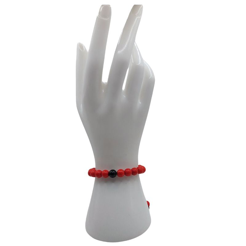 Shamballa Howlite Rouge Mixte - Bracelet Simple Rang Ajustable - Litho Natura