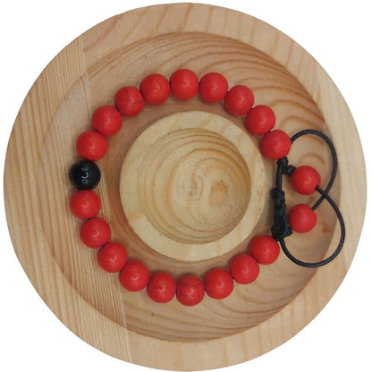 Shamballa Howlite Rouge Mixte - Bracelet Simple Rang Ajustable - Litho Natura
