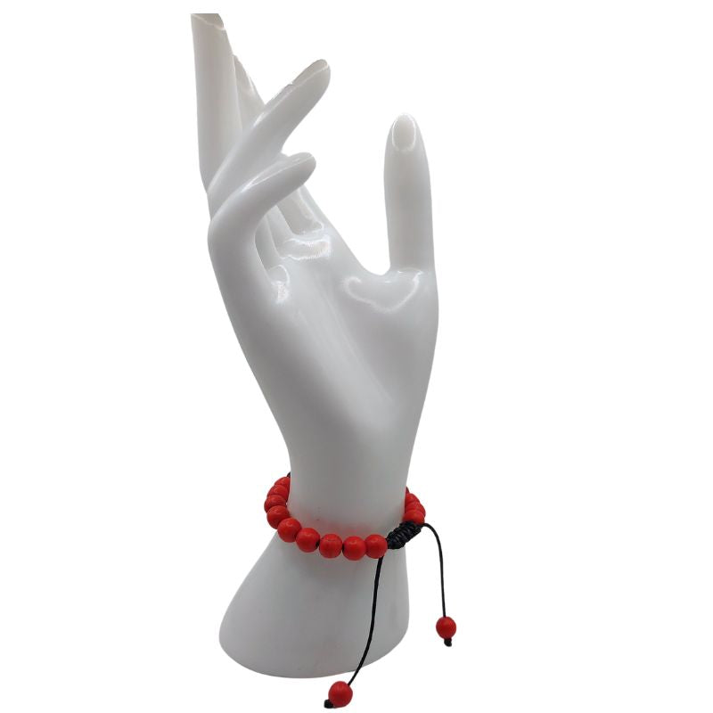Shamballa Howlite Rouge Mixte - Bracelet Simple Rang Ajustable - Litho Natura