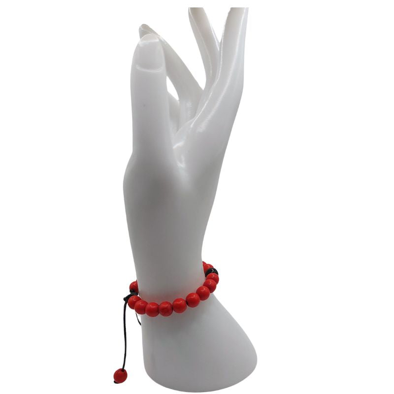 Shamballa Howlite Rouge Mixte - Bracelet Simple Rang Ajustable - Litho Natura