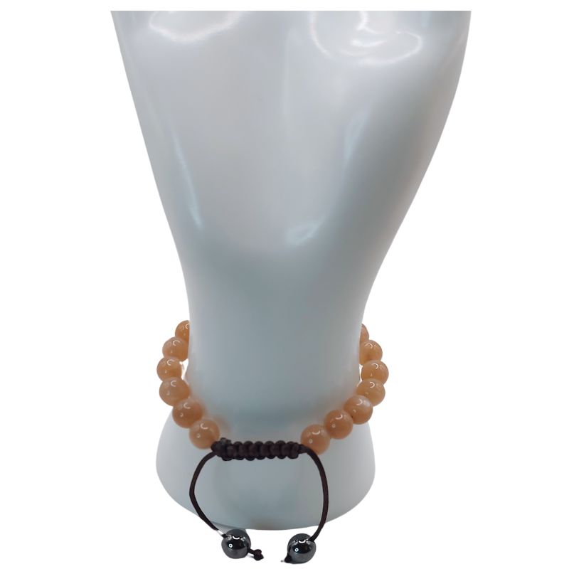 Shamballa Jade Jaune - Bracelet Simple Rang Ajustable - Litho Natura