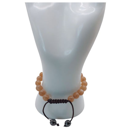 Shamballa Jade Jaune - Bracelet Simple Rang Ajustable - Litho Natura